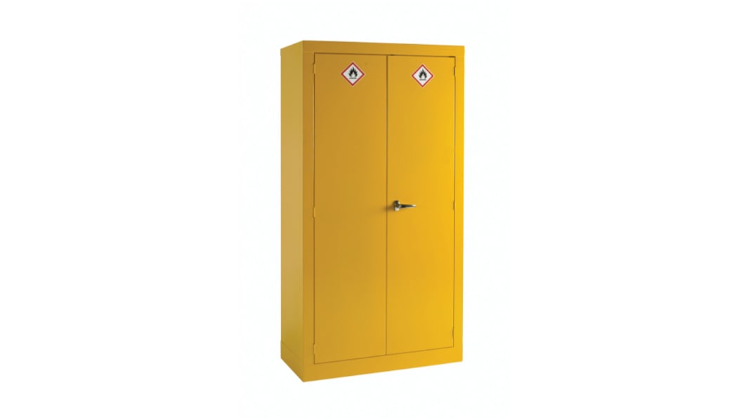 RS PRO Yellow Steel Lockable 2 Door Hazardous Substance Cabinet, 1830mm x 915mm x 459mm