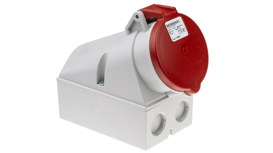 Hembra, Formato 7P, Orientación Ángulo de 90° , Rojo, 415 V, 32A, IP44