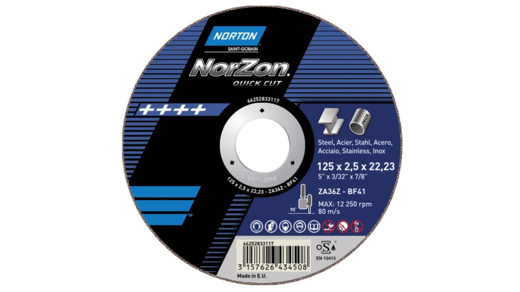 Disque abrasif Norton Cutting Disc, Grain P30, Ø 180mm, par 5