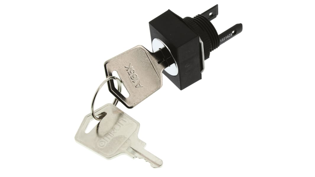 Omron IP65 Key Switch, DPDT, 5 A @ 125 V ac 2-Way Flat-Key