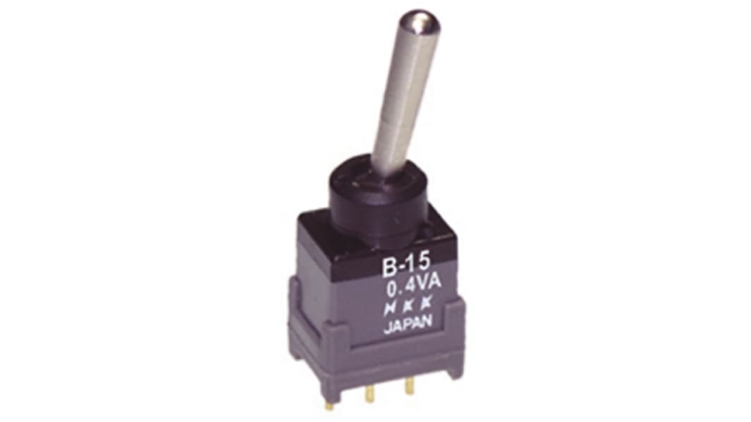 NKK Switches トグルスイッチ, (On)-On, SPDT, 100 mA @ 28 V ac/dc, PCB