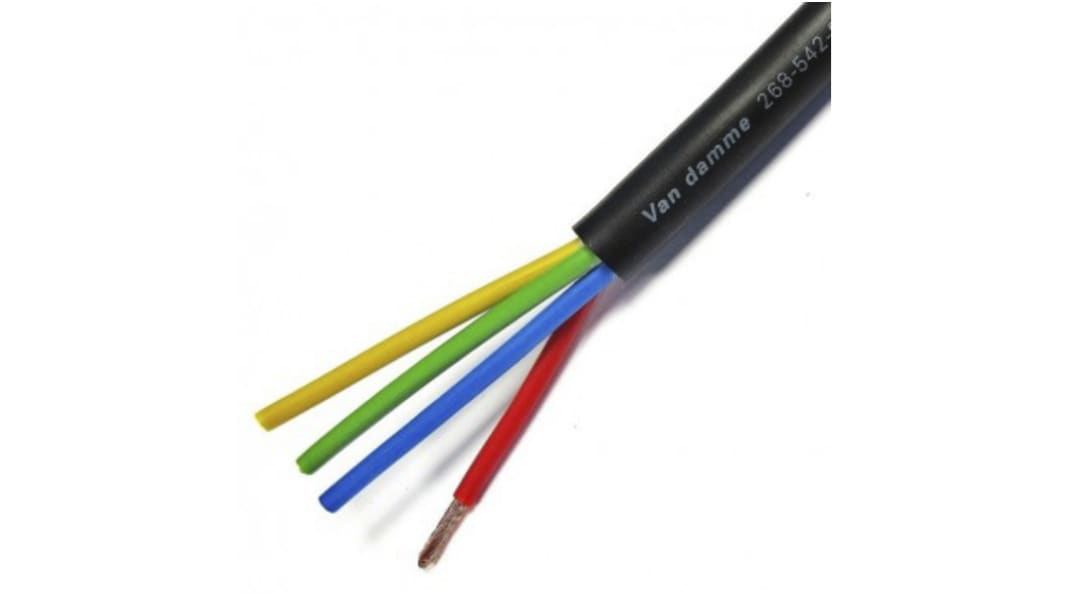 Van Damme 4 Core Speaker Cable, 2.5 mm² CSA, 10.25mm od, 50m, Black
