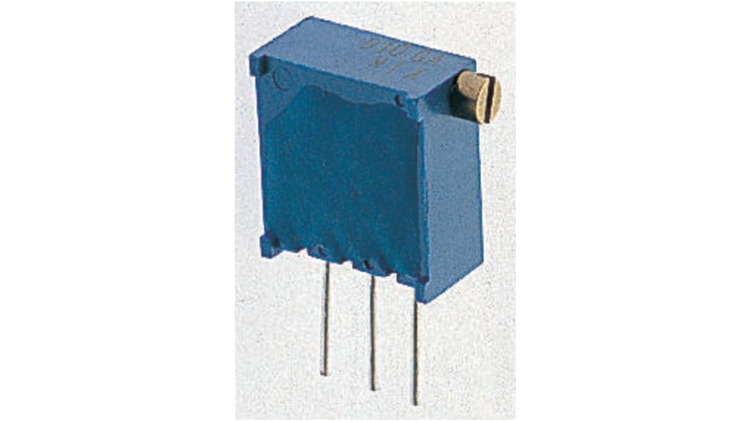 Bourns Trimmer potenciométer 10Ω, ±10%, ±100ppm/°C, 25-menetes, Furatszerelt, 0.5W, Érintkezőtüske 3296 sorozat