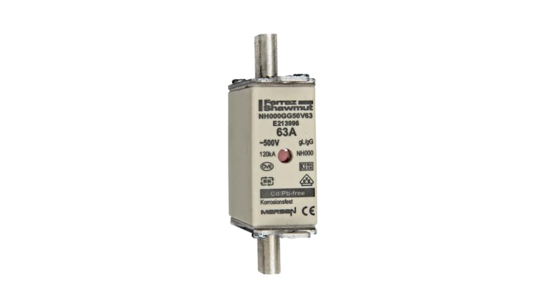 Mersen 63A NH Fuse, NH000, 500V ac