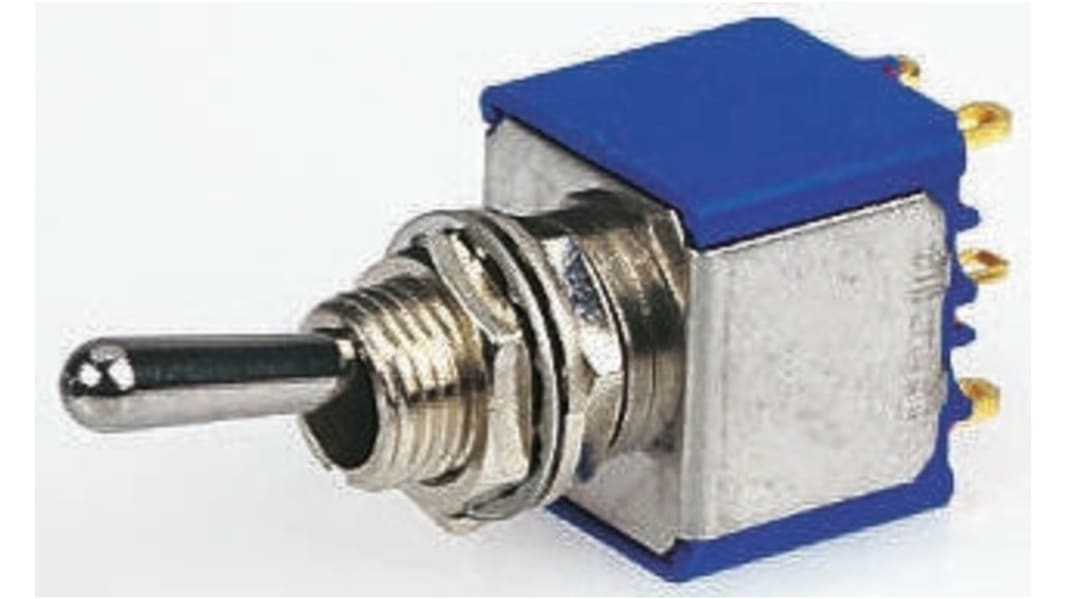 APEM Toggle Switch, Panel Mount, On-Off-On, 3PDT, Solder Terminal
