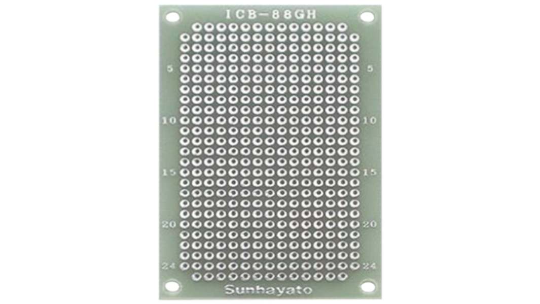 サンハヤト ユニバーサル基板 穴ピッチ：2.54 x 2.54mm, 穴経0.9mm 2 ICB-88GH