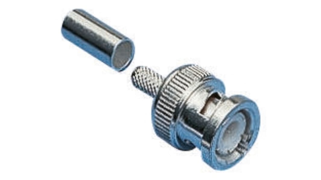 BNC-Stecker, 50Ω, gerade, Kabelmontage, Crimp-Anschluss, 0 → 4GHz, RG141 A/U, RG58 C/U, silbern