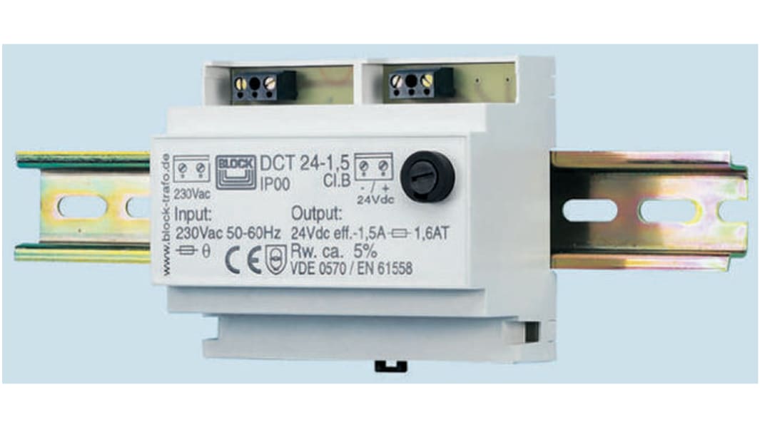 Alimentatore a montaggio su guida DIN Block, 12V cc, 4A, 230V ca, 48W