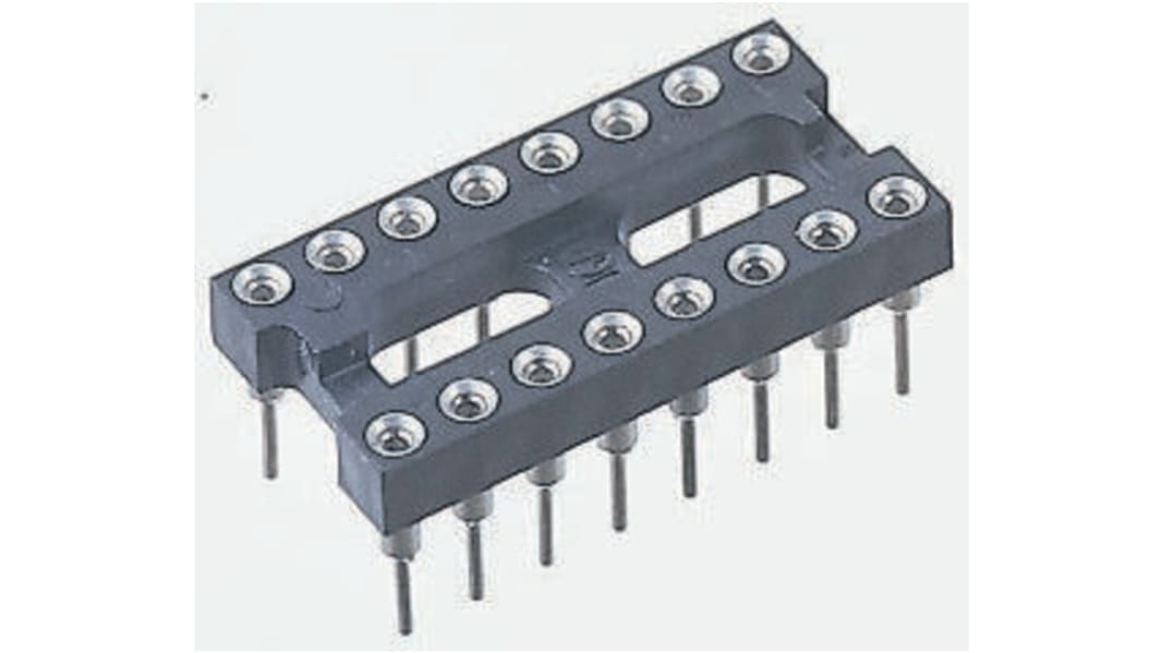 Support DIL Winslow 32 voies, Traversant, broches Tulipe, Entraxe de 2.54mm, largeur de rangée 15.24mm