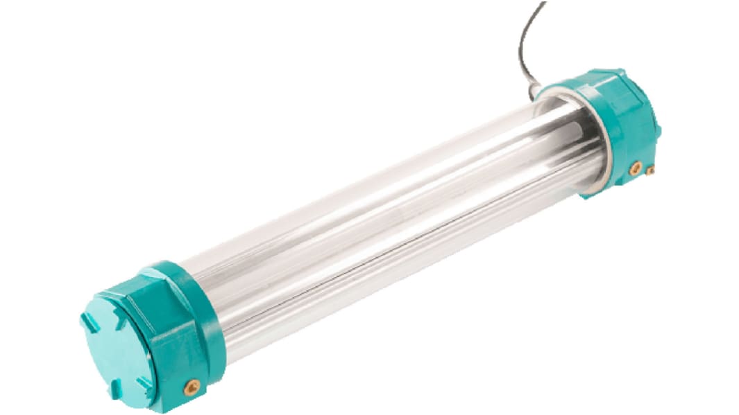 Luminaria para atmósferas explosivas, Resistente al Fuego, 1, 2, Temp. T4 2x36 W, Doble Fluorescente, 240 Vac
