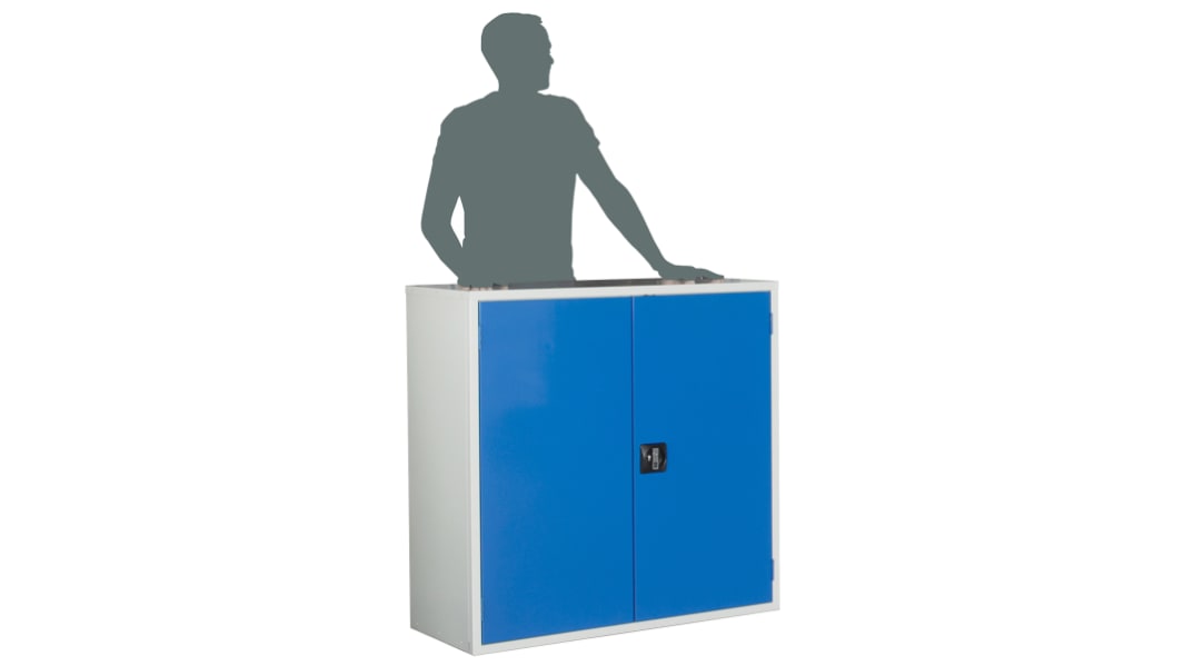 Armadietto di stoccaggio da pavimento RS PRO in Acciaio, 1000 x 1015 x 430mm, 3 ripiani, Bloccabile