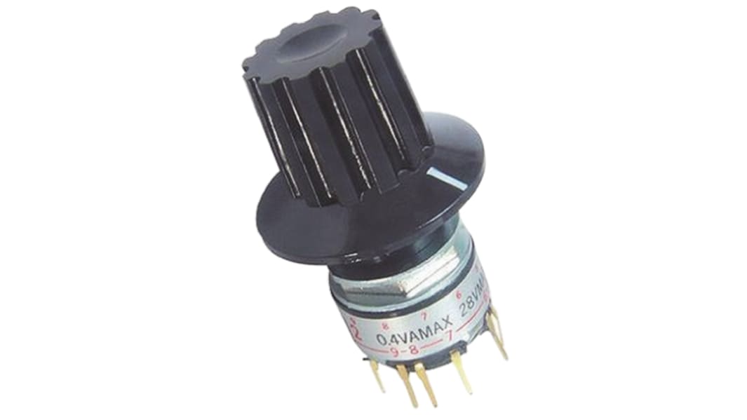 NKK Switches, 2 → 6 Position DP6T Rotary Switch, 0.1 → 100 mA, Through Hole