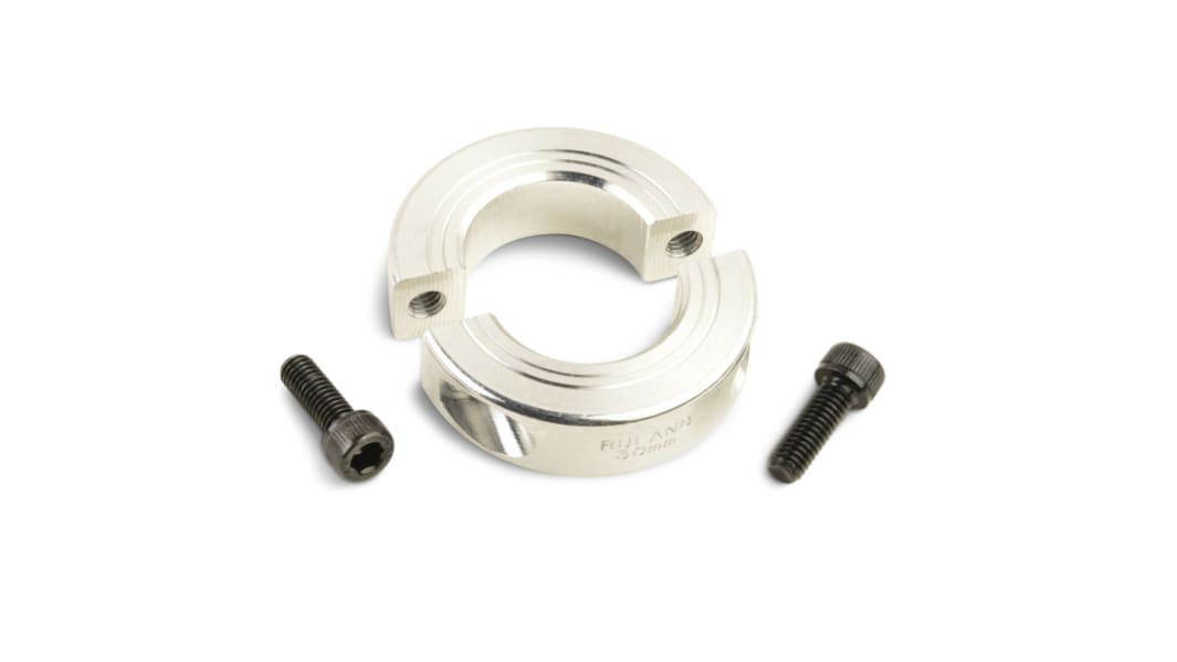 Ruland Shaft Collar, Two Piece, Clamp Screw, Bore 10mm, OD 24mm, W 9mm, Aluminium