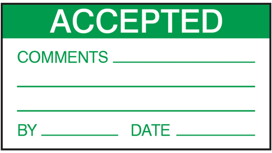 RS PRO Adhesive Pre-Printed Adhesive Label-Accepted-. Quantity: 30