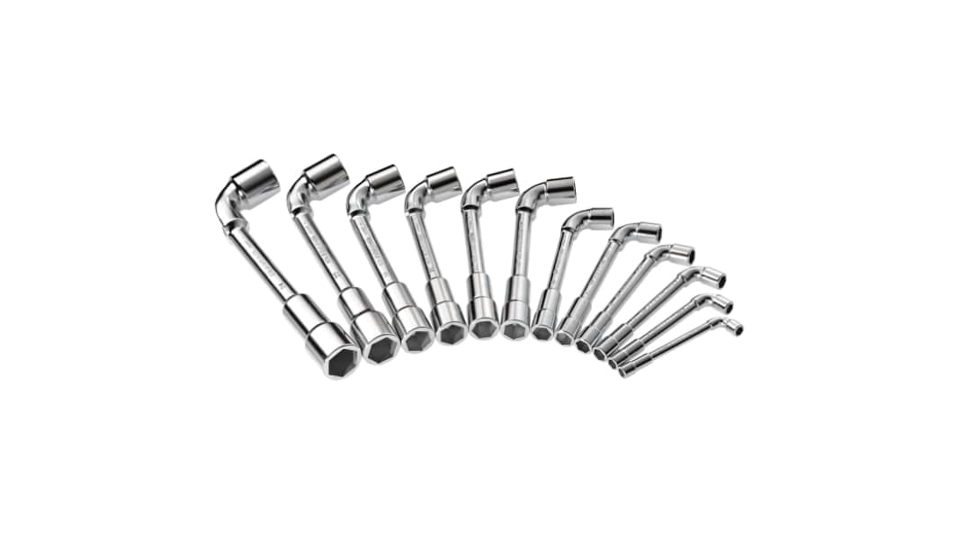 Jeu de clés à douille Facom 7 - 8 - 10 - 11 - 12 - 13 - 16 - 17 - 18 - 19 - 22 - 24 mm, Pointe Hex., en Vanadium chromé