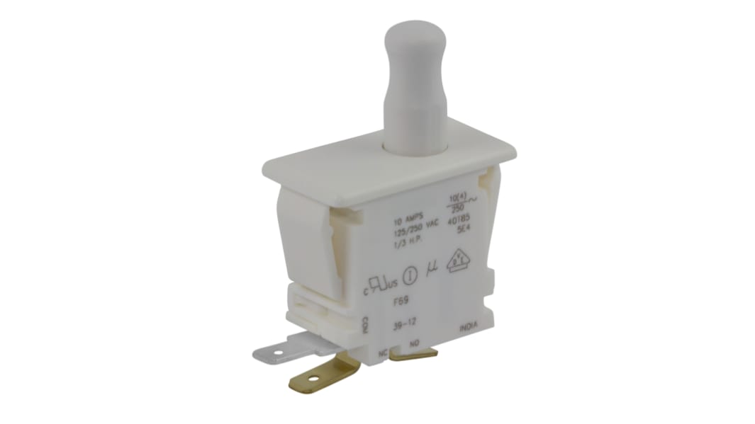 ZF Door Micro Switch, Button, SPDT 10 A @ 250 V ac, -40 → +85°C
