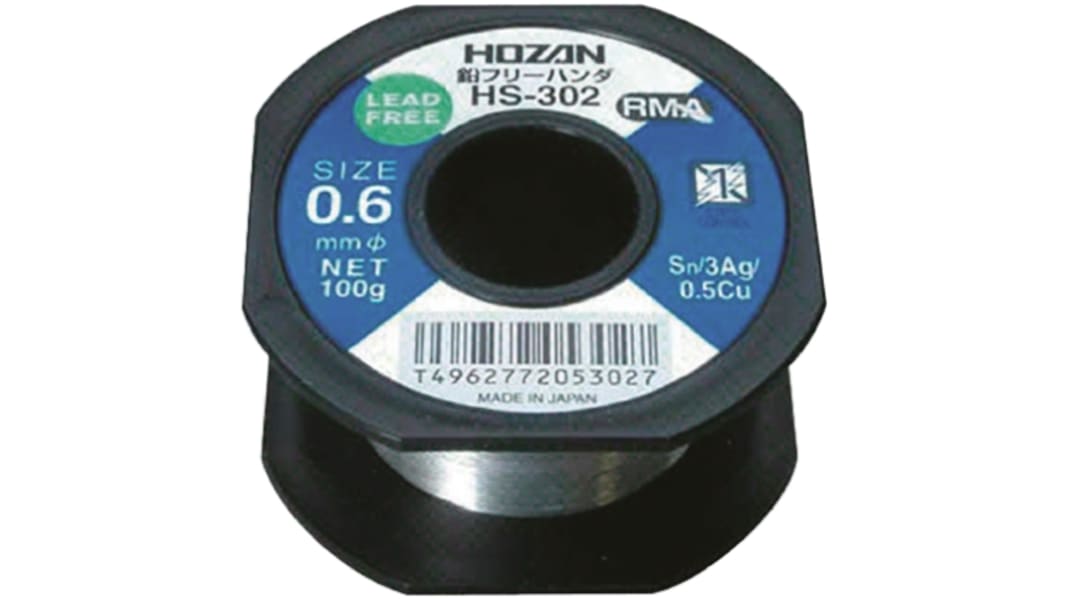 格安販売中 HS-302 無鉛はんだ ホーザン ワイヤ形状 217°C 0.6mm ワイヤ径 ブランデー