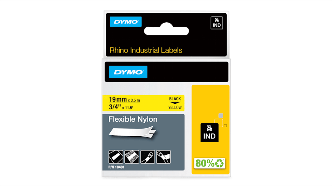 DYMO Rhino Beschriftungsband Schwarz für Rhino 4200, Rhino 5200, Rhino 6000 auf Gelb