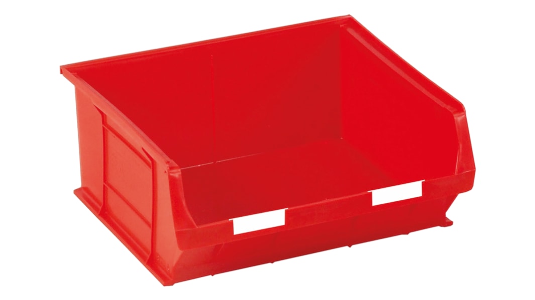 RS PRO PP Storage Bin, 376mm x 419mm x 180mm, Red