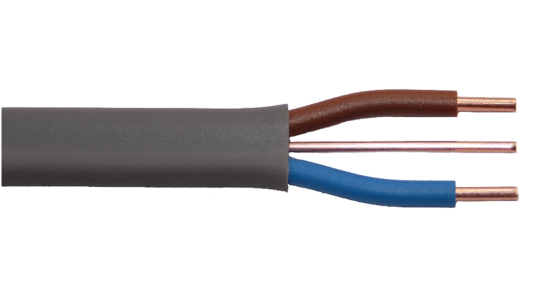 Prysmian, Twin & Earth, 50m 2+E Core, Grey PVC Power Cable +70°C
