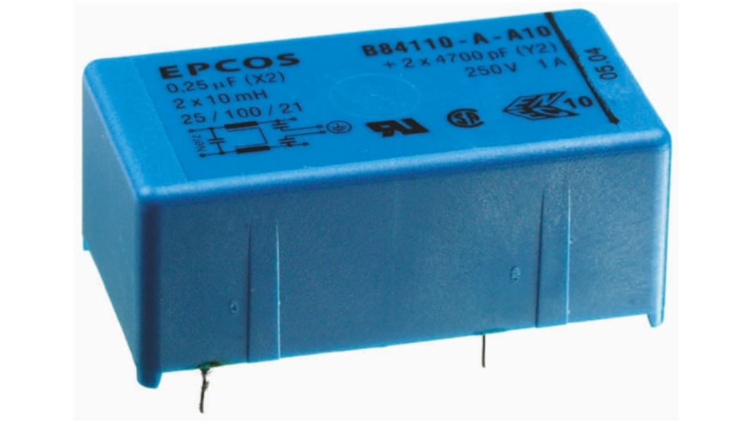 EPCOS, B84110-A 4A 250 V ac 60Hz, Through Hole EMC Filter, Pin, Single Phase