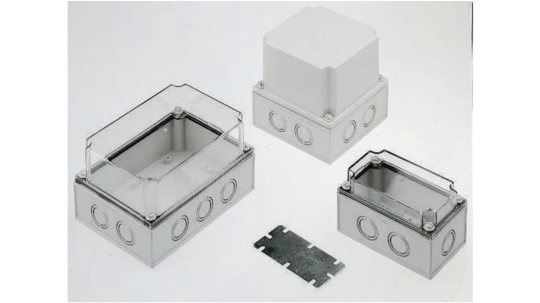 Caja Fibox de Policarbonato Gris, 130 x 80 x 100mm, IP67