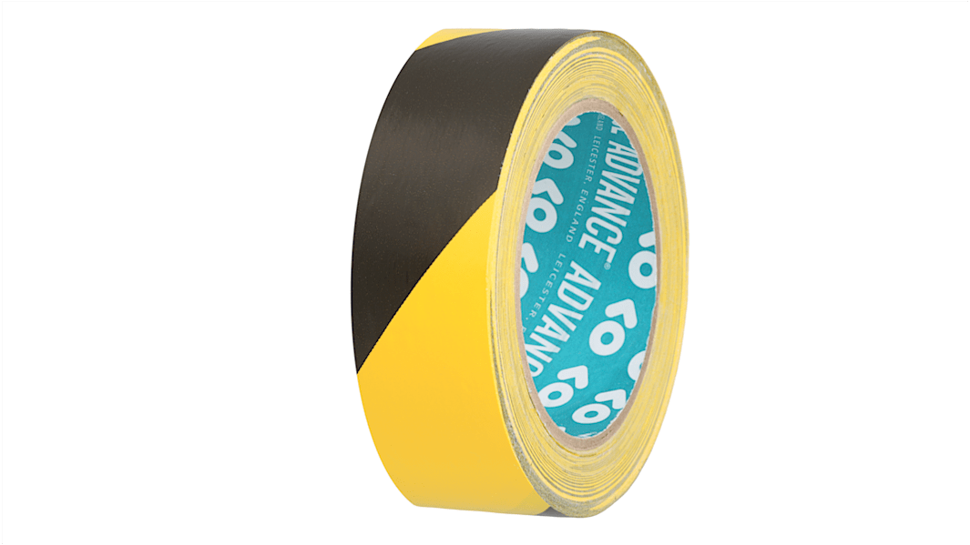 Advance Tapes AT8 PVC Trassierband Schwarz, Gelb Typ , Stärke 0.14mm, 38mm x 33m