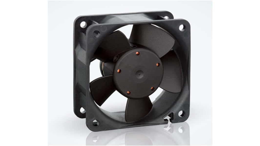 ebm-papst 600 N Series Axial Fan, 24 V dc, DC Operation, 43m³/h, 2.1W, 87mA Max, IP68, 60 x 60 x 25mm