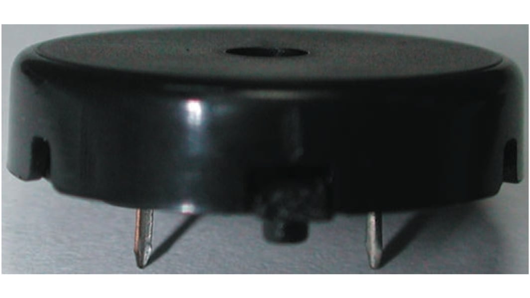RS PRO 84dB Through Hole Continuous External Piezo Buzzer, 22.1 (Dia.) x 6.6mm, 30V ac Max