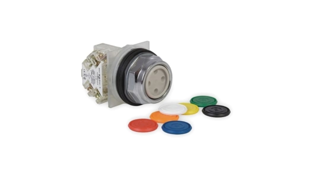 Pulsador Schneider Electric Harmony 9001K, color de botón Negro, Azul, Verde, Naranja, Rojo, Blanco, Amarillo, SPST,