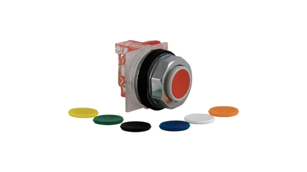 Pulsador Schneider Electric Harmony 9001K, color de botón Negro, Azul, Verde, Naranja, Rojo, Blanco, Amarillo, SPST,