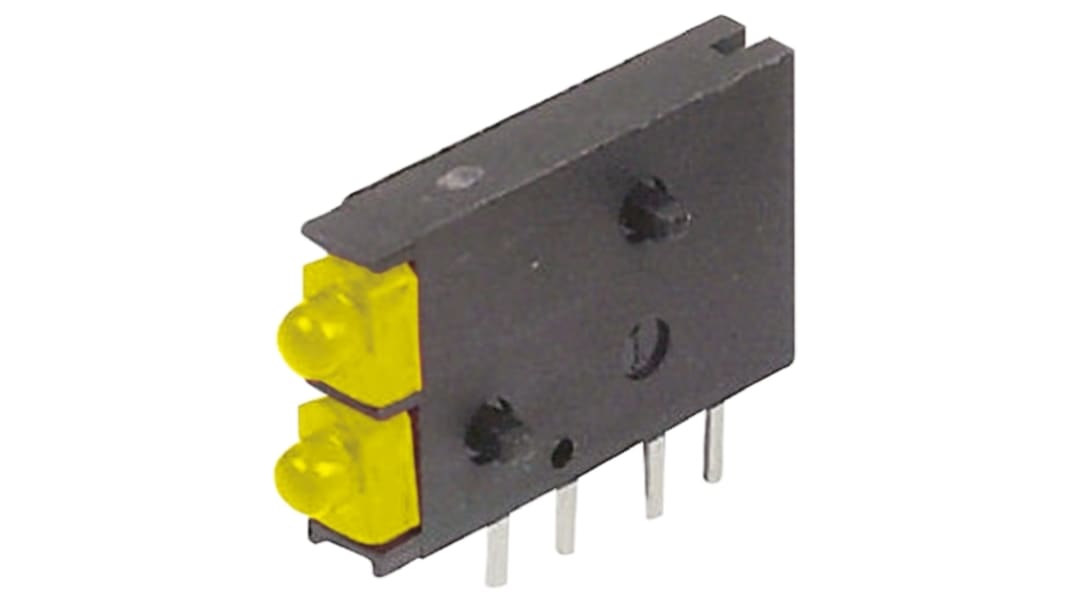 Dialight LED Anzeige PCB-Montage Gelb 2 x LEDs THT Rechtwinklig 4-Pins 38 ° 2,1 V