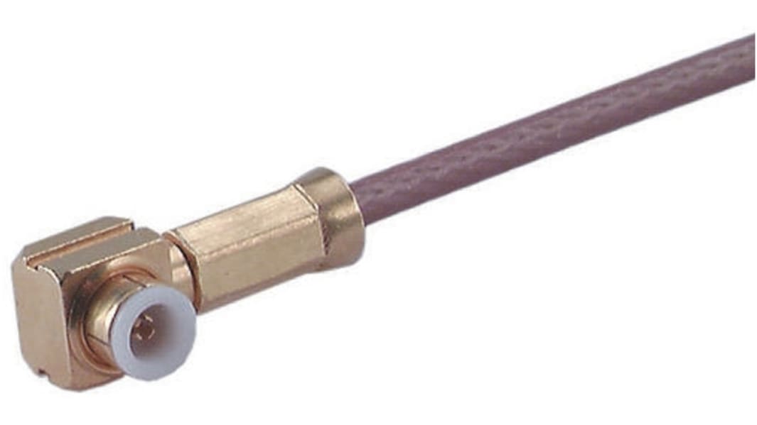 Huber+Suhner, Plug Cable Mount MMBX Connector, 50Ω, Solder Termination, Right Angle Body