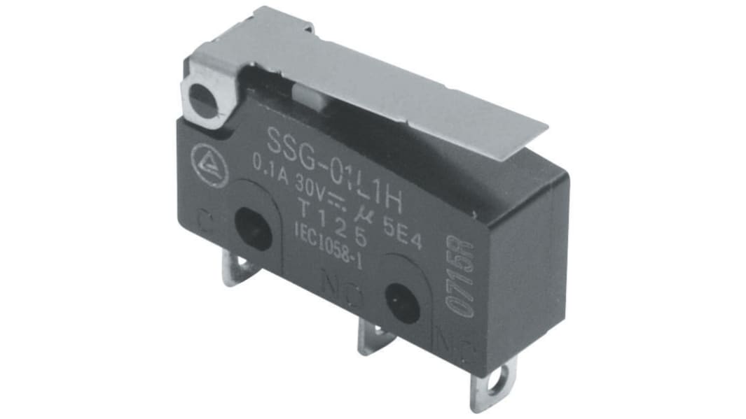 Omron Hinge Lever Subminiature Micro Switch, Solder Terminal, 100 mA @ 30 V dc, SPDT, IP40