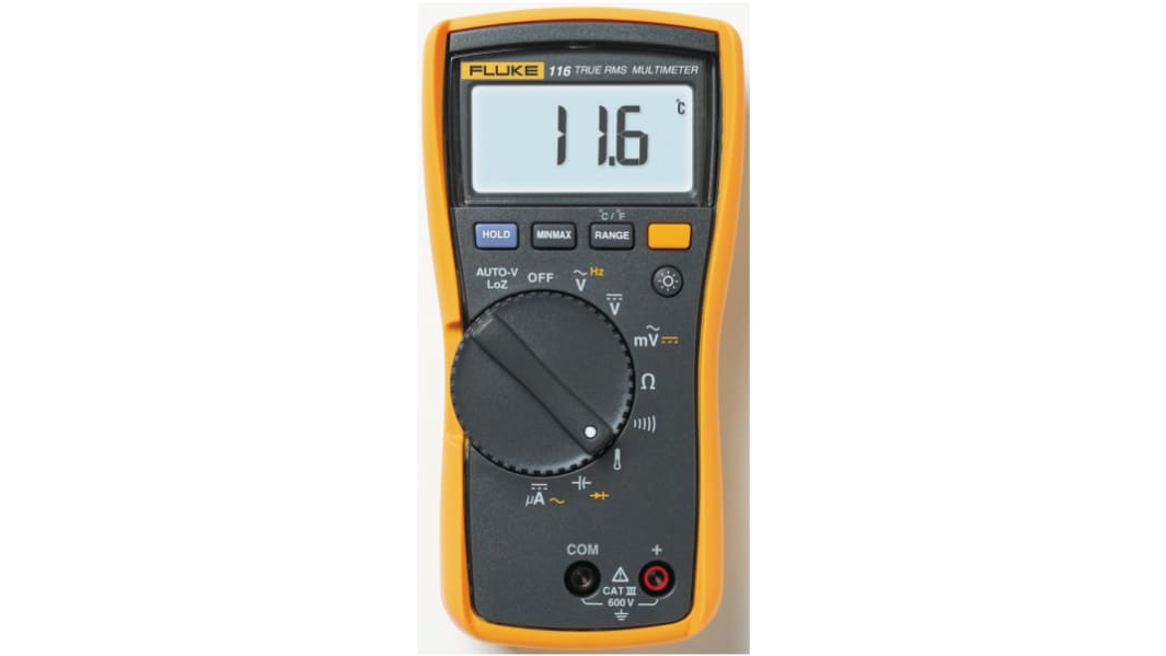 Multímetro Fluke 116, calibrado RS, 600V ac/600V dc, 600μA ac/600μA dc, TRMS, CAT III