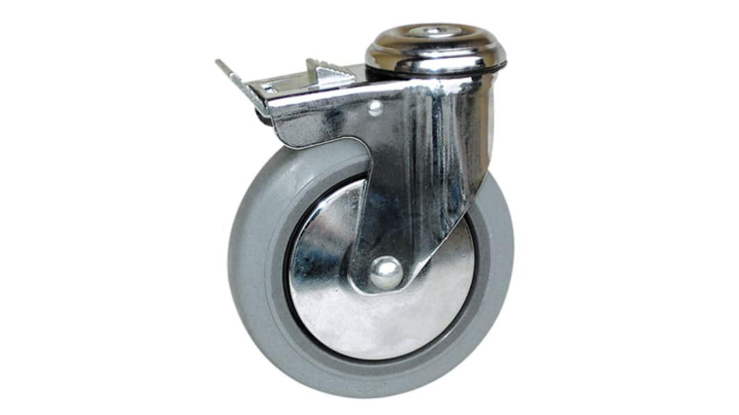 Roulette industrielle Pivotant avec frein Guitel Hervieu, Acier chromé, Ø 125mm, 90kg