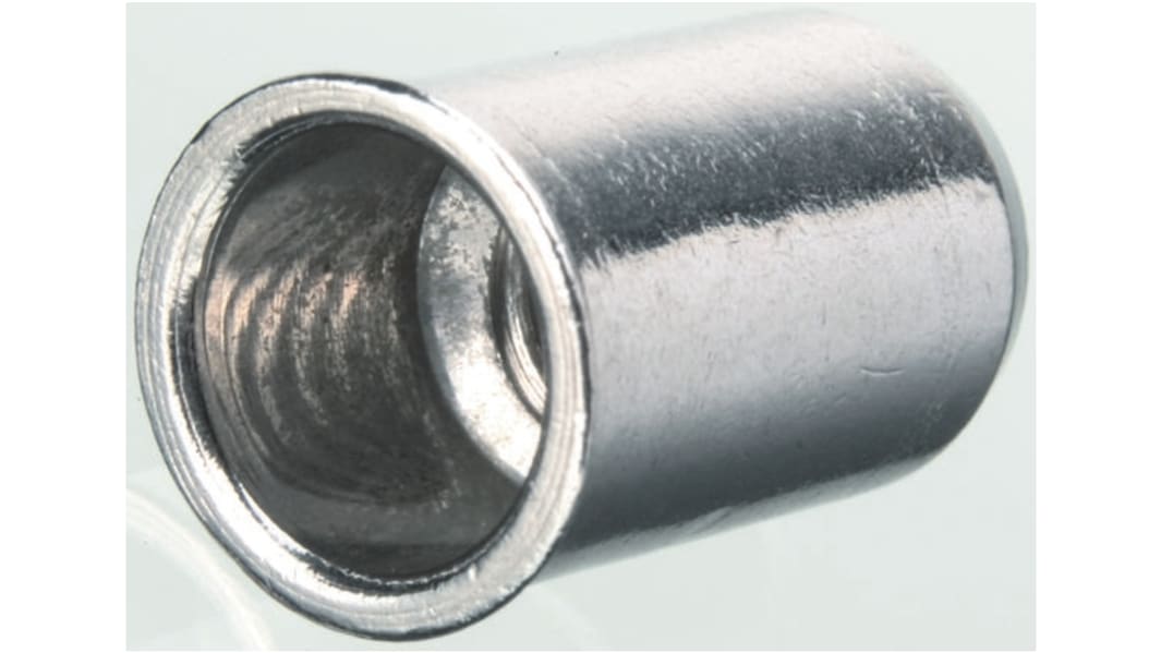 POP Galvanised, M4 Steel Threaded Insert, 7mm diameter 6.4mm Depth 10.4mm