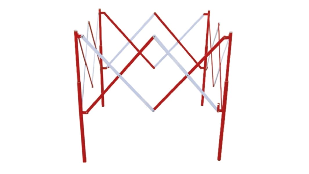 RS PRO Red & White Steel Extendable Barrier