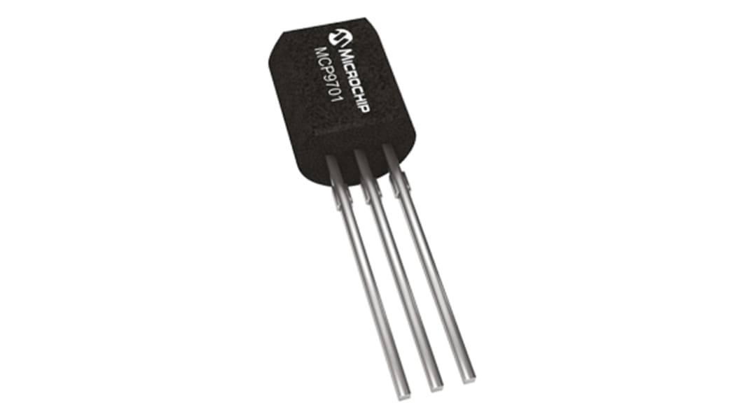 Microchip Voltage Temperature Sensor, Voltage Output, Through Hole Mount, Analogue, ±2°C, 3 Pins