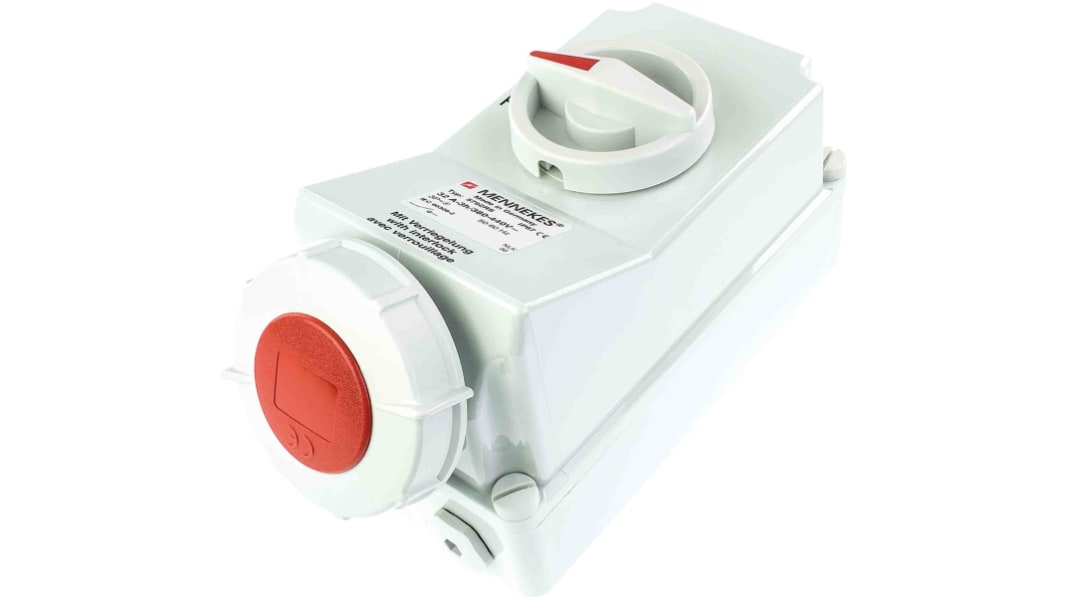Connecteur Industriel Femelle 3PN+E commutable Rouge IP67,400 V,125A Droit
