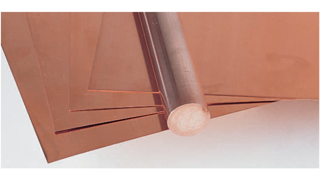 RS PRO Copper Flat Bar, 25mm W, 10mm H, 1m L