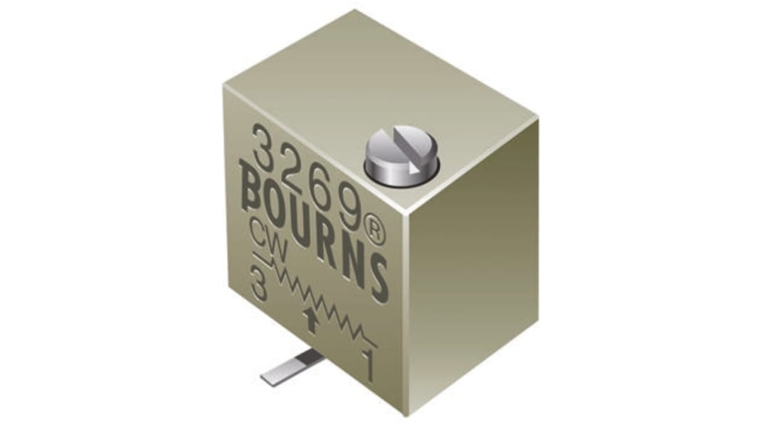 Bourns Trimmer potenciométer 50kΩ, ±10%, ±100ppm/°C, 12-menetes, Felületre szerelhető, 0.25W, Sirályszárny 3269 sorozat