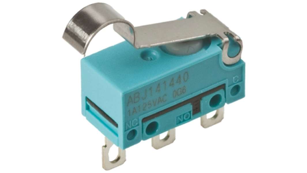 Panasonic Mikroschalter Rollenhebel simuliert-Betätiger Lötanschluss, 1 A @ 30 V dc, 1-poliger Wechsler IP 50 0,39 N