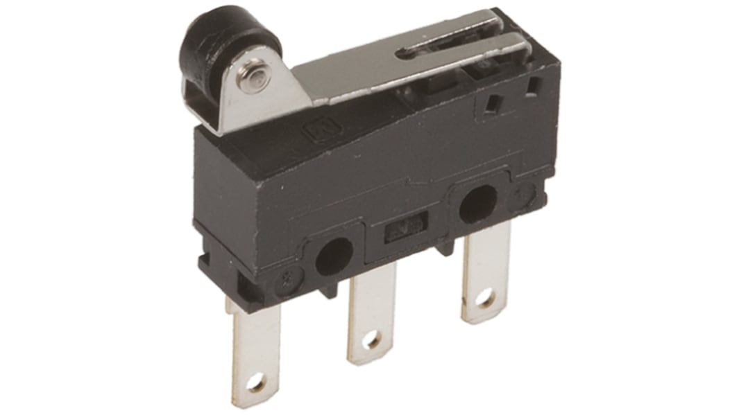 Panasonic Mikroschalter Rollenhebel-Betätiger Flachstecker, 5 A @ 250 V ac, 1-poliger Wechsler 0,59 N -25°C - +85°C