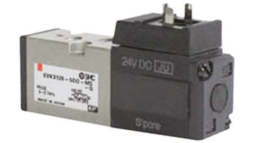 Electrodistributeur pneumatique SMC série VK3000 fonction 5/2, Ressort/Bobine, Métrique M5, 24V c.c.