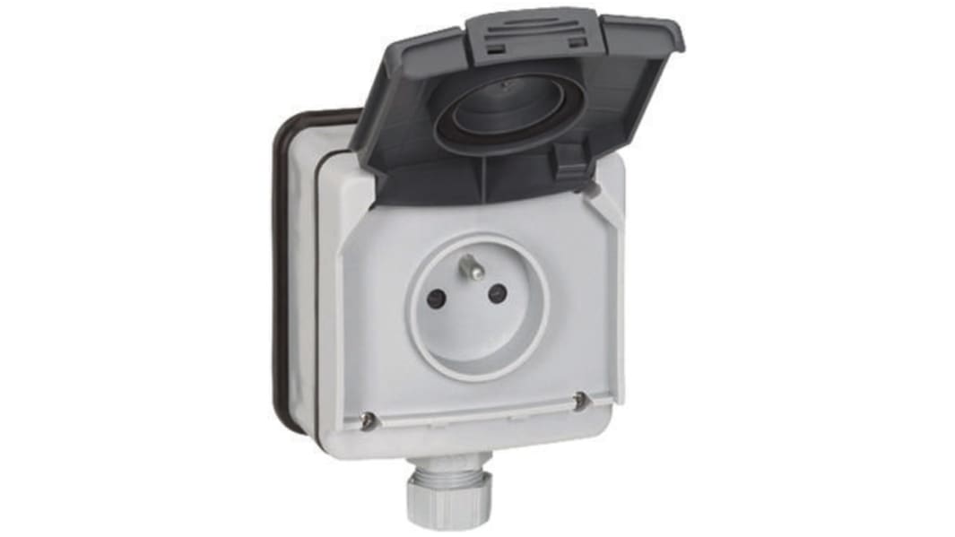Legrand Plexo66 Steckdose Innenräume, Im Freien Polycarbonat Grau / 16A
