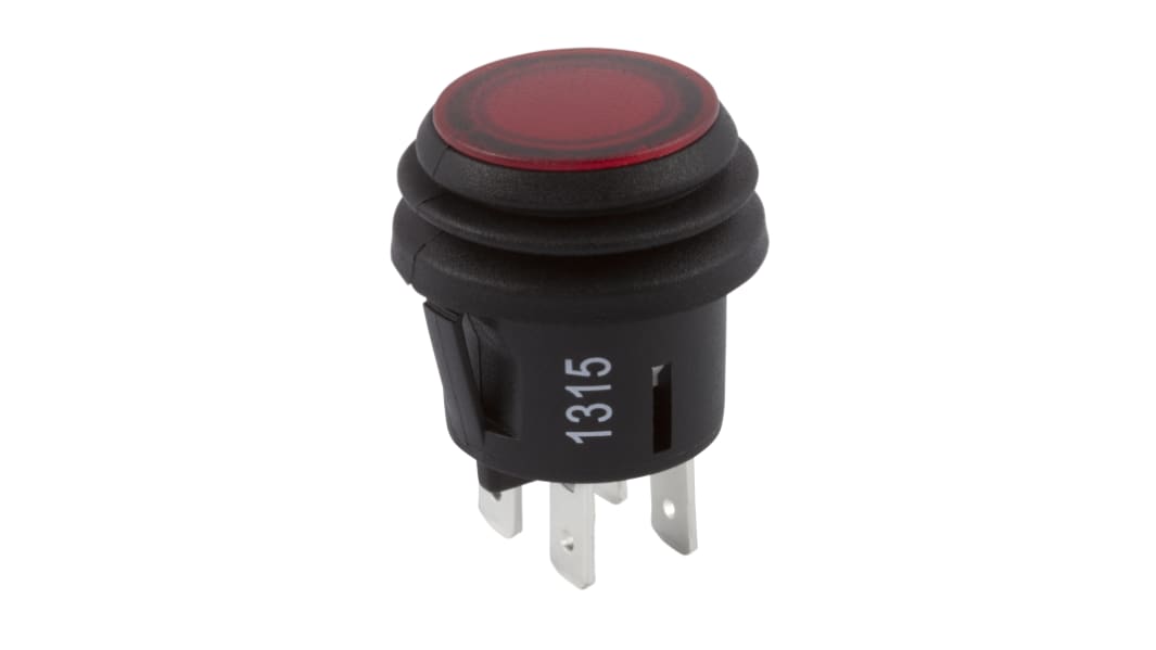 ZF Illuminated Push Button Switch, Latching, Panel Mount, 20.2mm Cutout, DPST, 125V ac, IP65