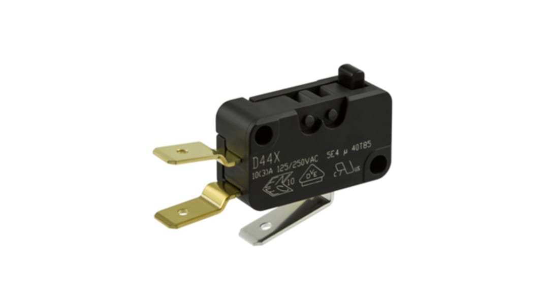 ZF Button Micro Switch, Tab Terminal, 10 A @ 250 V ac, SPDT