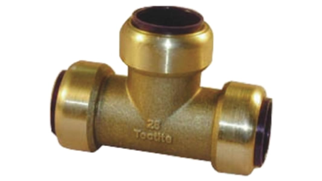 Pegler Yorkshire Brass Pipe Fitting, Tee Push Fit Equal Tee, Female to Female 22mm