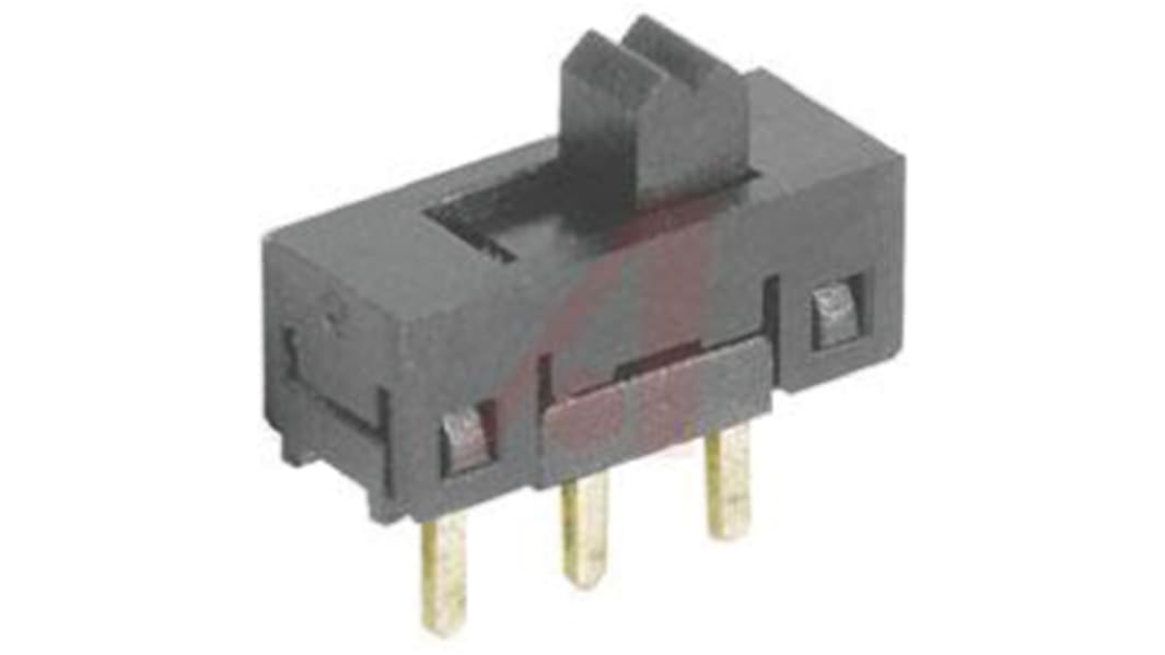 Interruptor de actuador deslizante SPDT, Enclavamiento, 400 mA a 20 V, Montaje en PCB